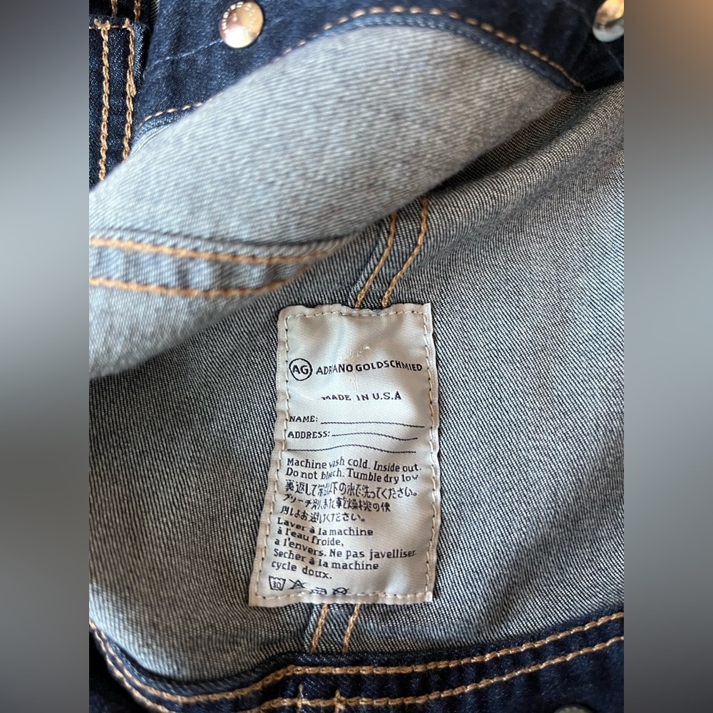 AG Adriano Goldschmied Robyn Blue Jean Jacket w/contrast stitching lightweight M - Picture 8 of 8